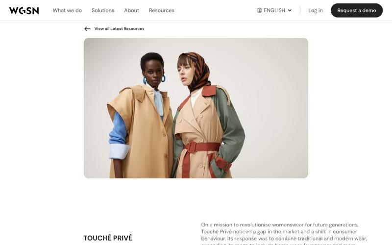 WGSN case study page on Touché Privé